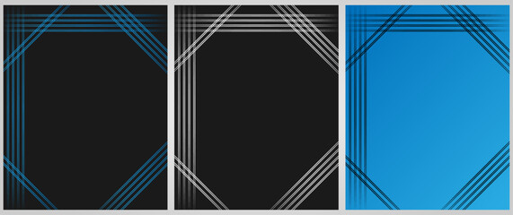 Poster - Cover background set | Frame background | Abstract cover design with creative line pattern shape for corporate, futuristic, decoration, texture | Premium vector design with  verdigris,blue color