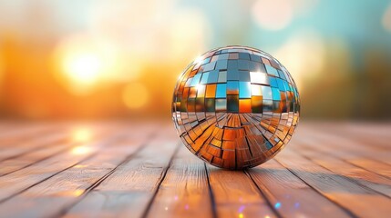 Fototapete - Spinning disco ball reflections creating mesmerizing light bursts