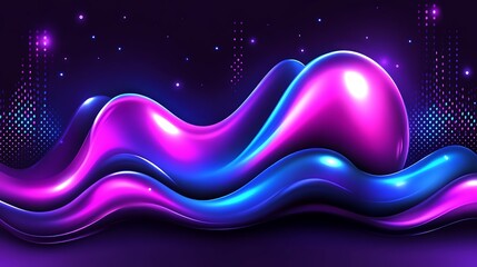 Poster - Ethereal luminescence, fluid shapes, and captivating contrasts in dark background