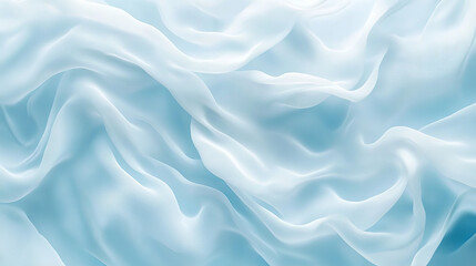 Poster - Abstract light blue background with white wavy lines. Realistic vector illustration of water, silky cloth, cloudy sky, watercolor art painting surface with curved pattern. Banner design backdrop