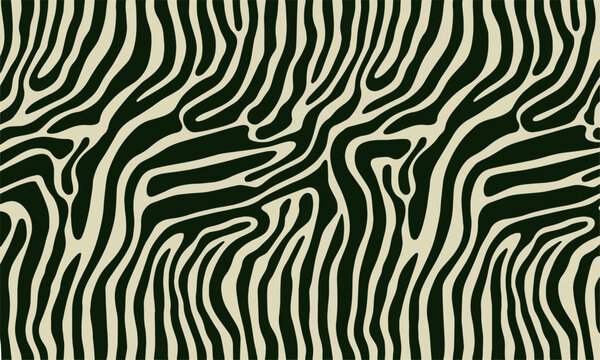 A seamless modern vector-style zebra pattern with wavy organic stripes, easily editable.