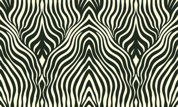 A seamless modern vector-style zebra pattern with wavy organic stripes, easily editable.