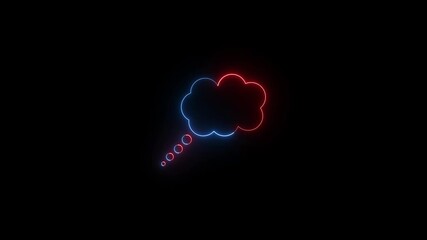 Poster - A glowing neon thought bubble with a red and blue gradient on a black background.