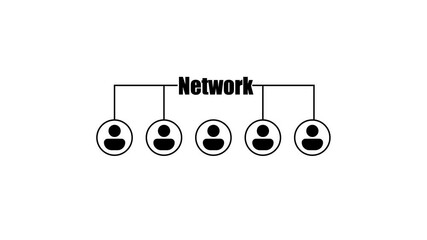 Poster - Network of connections with people icons animates over a white background, symbolizing the intersection of business, technology, and communication. power of social networking.