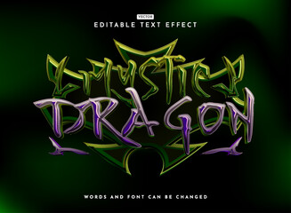 Fototapete - mystic dragon 3d modern rpg fantasy medieval game logo text effect with cool green border frame