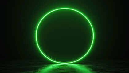 Aufkleber - Green Vortex Spiral: Neon Circle With Empty Copy Space On Black Background Captured With Ful Led Lights In Long Exposure Rotation Photo