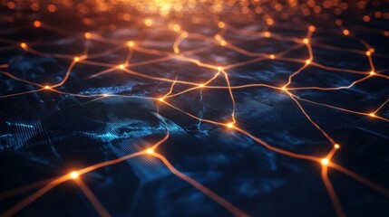 Fototapete - Exploring digital connectivity abstract network visualization technology futuristic cyber environment close-up view