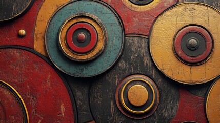 Poster - A colorful display of circular paper shapes in different hues and dimensions