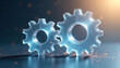 © cd - Futuristic Tech Glassmorphism Gears Floating on Gradient Background, Abstract technology innovation concept, Mechanical gear icon, created with generative ai