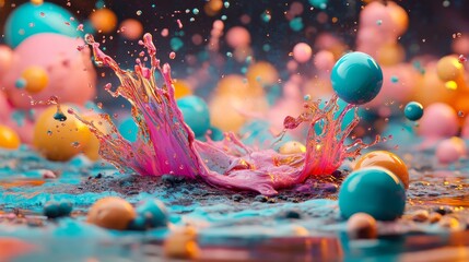 Poster - Abstract Pattern Artwork Featuring Vibrant Colors and Splash Effects for Background Wallpapers
