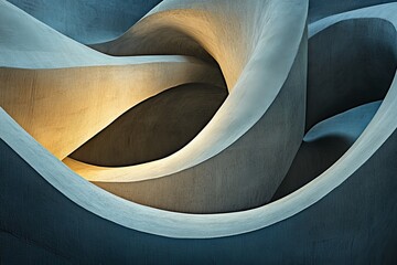 Poster - The background features an abstract dark blue hue, accompanied by the smooth texture of silk satin and a prominent navy blue color, creating an elegant setting with ample space for design elements,