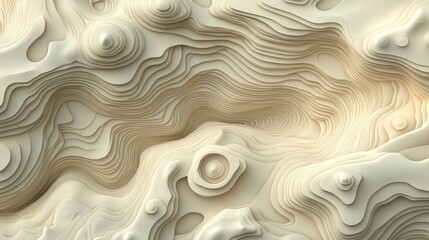 Poster - The abstract artwork features undulating forms layered on top of each other in a range of neutral colors