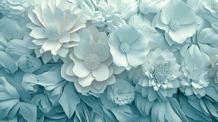 Poster - A minimalist art piece is formed by white flowers and paper shapes
