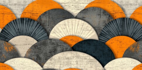 Poster - Beige and brown abstract geometric patterns seamlessly repeat to create a modern background ideal for design, fabric, wallpaper, and branding purposes