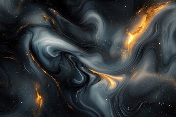 Poster - Intricate patterns of black and gold swirl together, evoking a cosmic and ethereal atmosphere full of depth and mystery