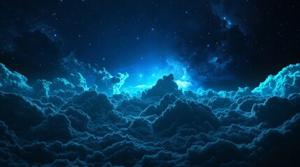 Fototapete - The background has an abstract blue gradient texture and includes a grainy effect
