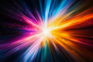Poster - colorful explosion of light with a yellow and red center. The colors are bright and vibrant, creating a sense of energy and excitement