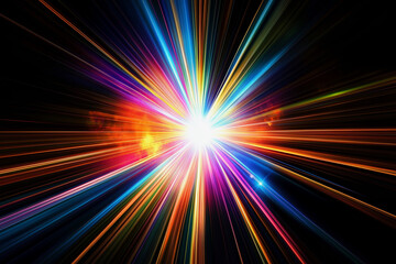 Poster - bright light with a rainbow of colors. The light is very bright and colorful. It is a very vivid and eye-catching image