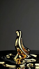 Poster - Mesmerizing golden liquid sculpture transformation with dynamic swirls