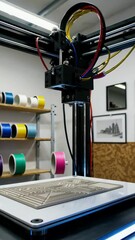 Poster - Advanced 3d printer creating intricate geometric pattern with precision and efficiency