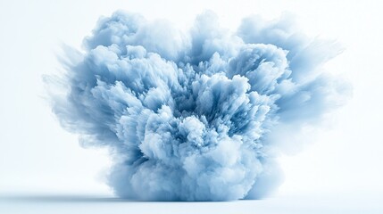 Wall Mural - a blue cloud of smoke floats in the air against a white background