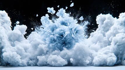 Wall Mural - a sky filled with blue and white clouds, with water droplets cascading from their tops