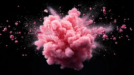 Wall Mural - pink substance flies in the air with sprinkles on one side