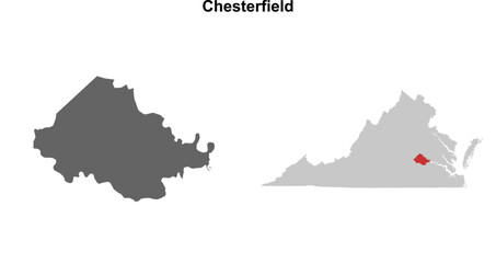 Naklejka na meble Chesterfield County (Virginia) blank outline map set
