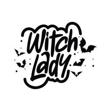Witch Lady Lettering Vector Design.