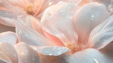Poster - Overlapping flower petals with lush textures in soft blush pink and cream tones