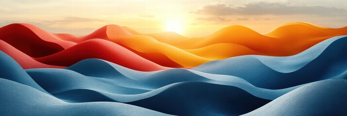 Poster - Colorful waves undulating at sunrise creating a serene landscape for creative designs