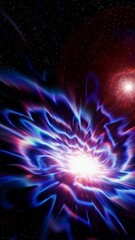 Poster - Celestial energy surge: vibrant cosmic explosion with pulsating waves of light and color