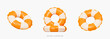 © accogliente - 3D Inflatable swimming ring in orange icon set. Rubber pool toy. Swim lifesaver. Summer time objects. Travel and vacation. Cartoon design icons isolated on white background. 3D Vector illustration