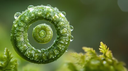 Poster - The tightly curled textures of fern spirals captured in macro detail