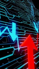 Poster - Dynamic financial growth and decline illustrated with graph arrows