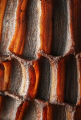 Poster - Close-Up View of Intricate Natural Textures Showcasing Striking Patterns in Tree Bark with Rich Earthy Tones and Unique Surface Characteristics