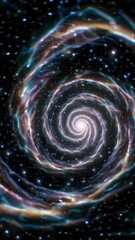 Poster - Mesmerizing spiral galaxy rotation in the cosmic void with glowing nebulae