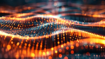 Fototapete - Colorful waves of light create a mesmerizing visual display in a dynamic digital environment