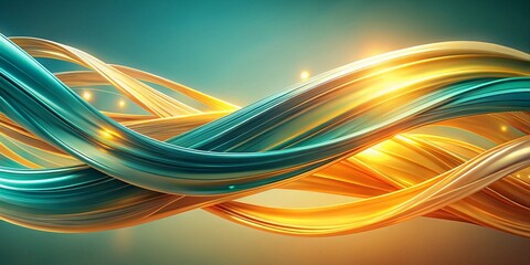 Aufkleber - Abstract Amber Teal Double Exposure: Asymmetrical Pastel Lines Art Background