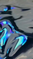 Poster - Shimmering metallic liquid waves in mesmerizing blue and silver motion