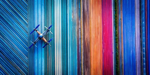 Poster - Abstract Blue Stripe Texture: Modern Drone Aerial Photography Background