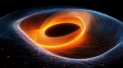 Poster - Dynamic visualization of a black hole event horizon outer space digital art cosmic environment abstract viewpoint