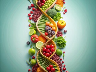 Aufkleber - Abstract DNA Molecular Structure Vertical Food Banner, Healthy Genetic Eating Concept