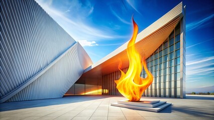 Aufkleber - Abstract Flame Design, White Background, Architectural Photography