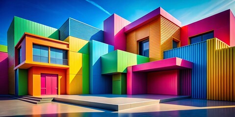 Aufkleber - Abstract Geometric Shapes: Bold Colorful Modern Design Background