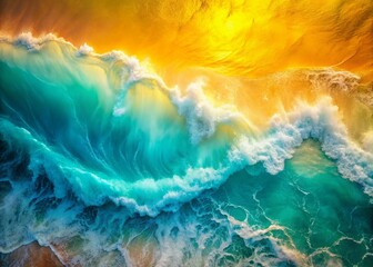 Aufkleber - Abstract Pastel Wave Background: Soft Yellow & Teal Gradient Texture