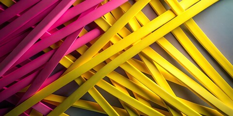 Aufkleber - Abstract Silhouette: Intertwined Yellow Pink Gray Lines - Modern Art Stock Photo