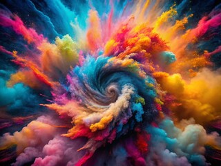 Aufkleber - Abstract Swirling Color Powder Vortex, Vibrant Hues, Artistic Background