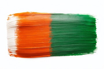 Aufkleber - Abstract Two-Tone Brushstroke: Dark Green to Warm Orange on White