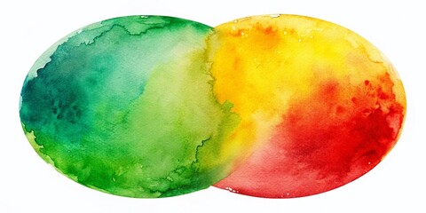 Aufkleber - Abstract Watercolor Circle Gradient: Green, Yellow, Red Artistic Background Design Element